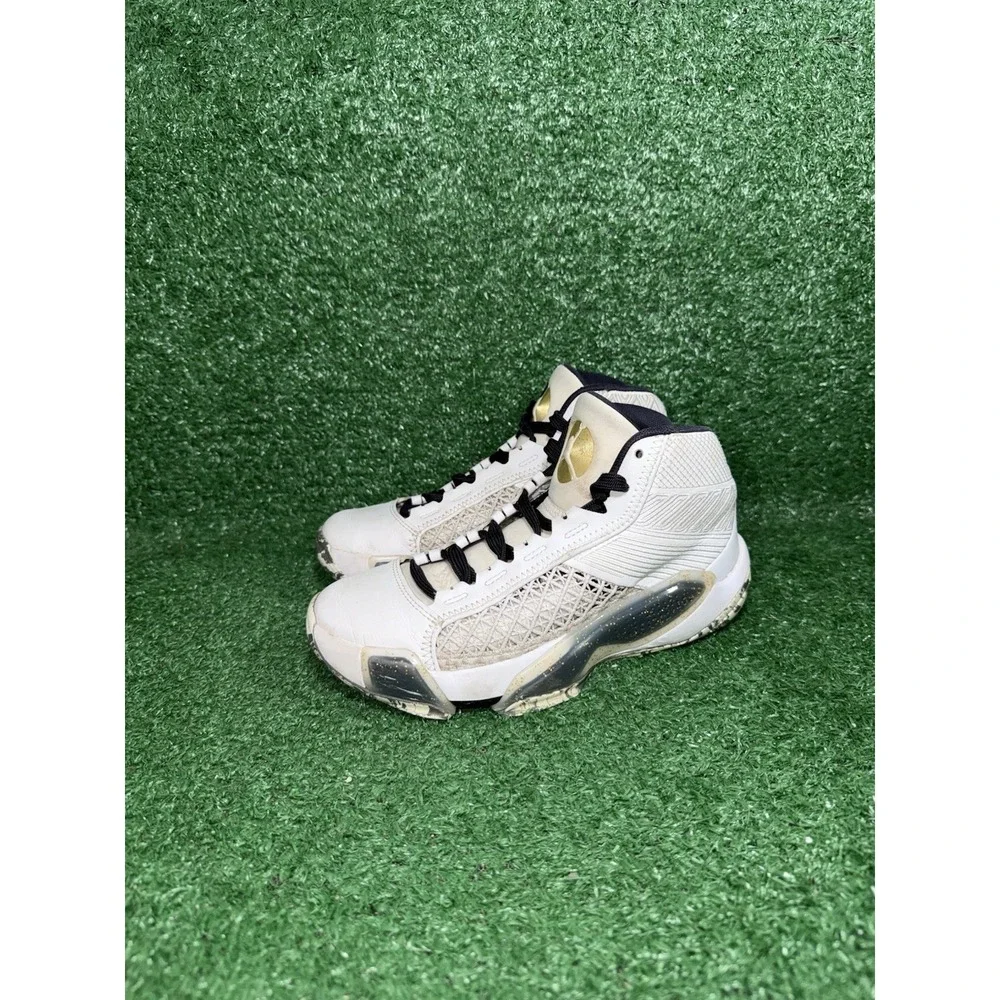 Nike Air Jordan 38 Retro Kid Size 4Y White Gold Basketball Shoes Casual Sneakers